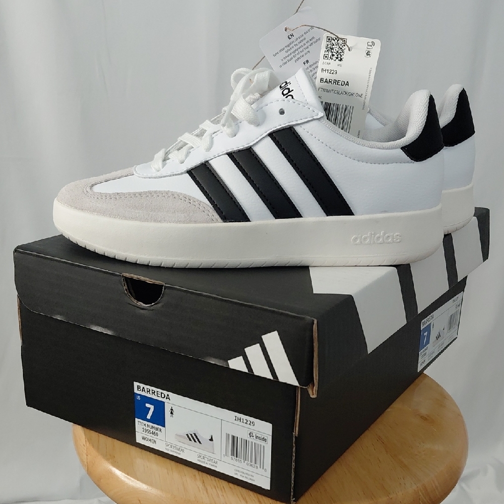adidas White and Black Barreda Sneakers